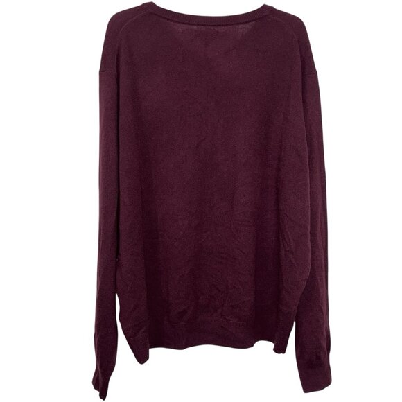 Tahari Cashmere Knit V-Neck Sweater Mens XXL Burgundy Red Soft Cozy Preppy - Picture 3 of 7